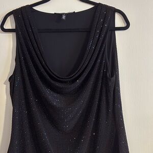 WHBM black sequin cowl neck sleeveless top - Size Large